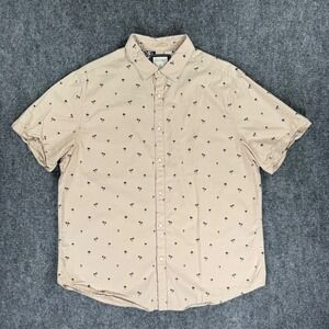 Cactus Man Ricky Singh Men's XL Beige Palm Tree Short Sleeve Button Up Shirt